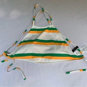 Lauren Ralph Lauren LRL Striped Bikini Top Small Green White Orange